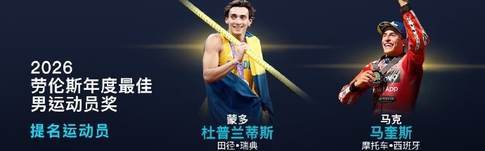 劳伦斯最佳男运动员候选：登贝莱在列，阿卡、辛纳、波加查入围